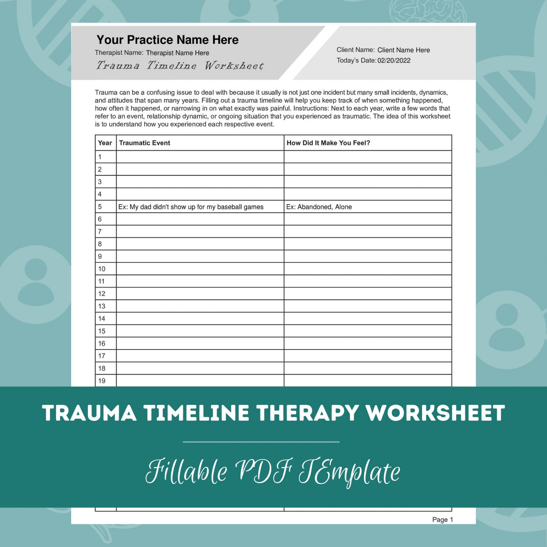 Trauma Timeline Therapie Arbeitsblatt Bearbeitbare / - Etsy