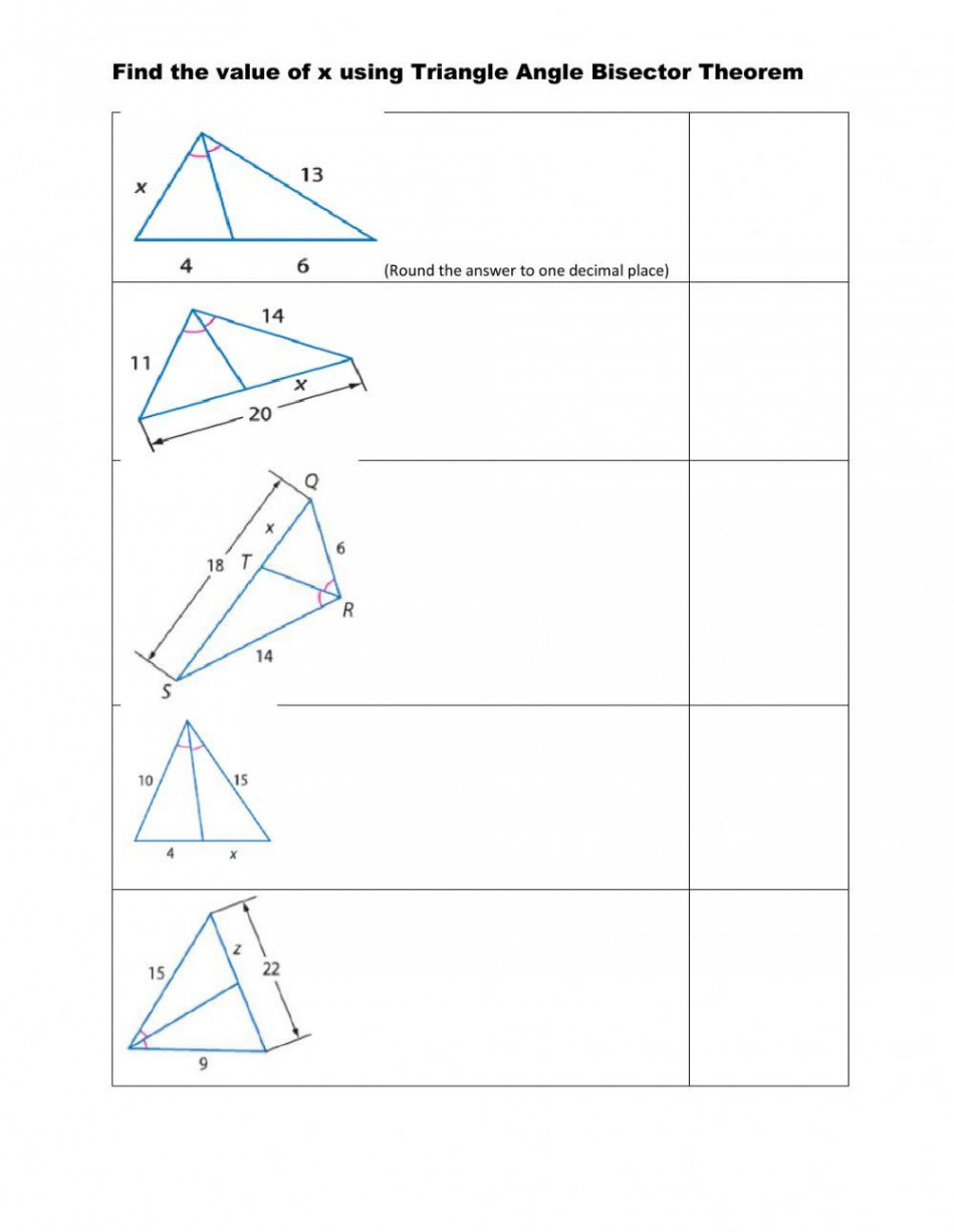 Triangle Angle Bisector theorem worksheet  Live Worksheets