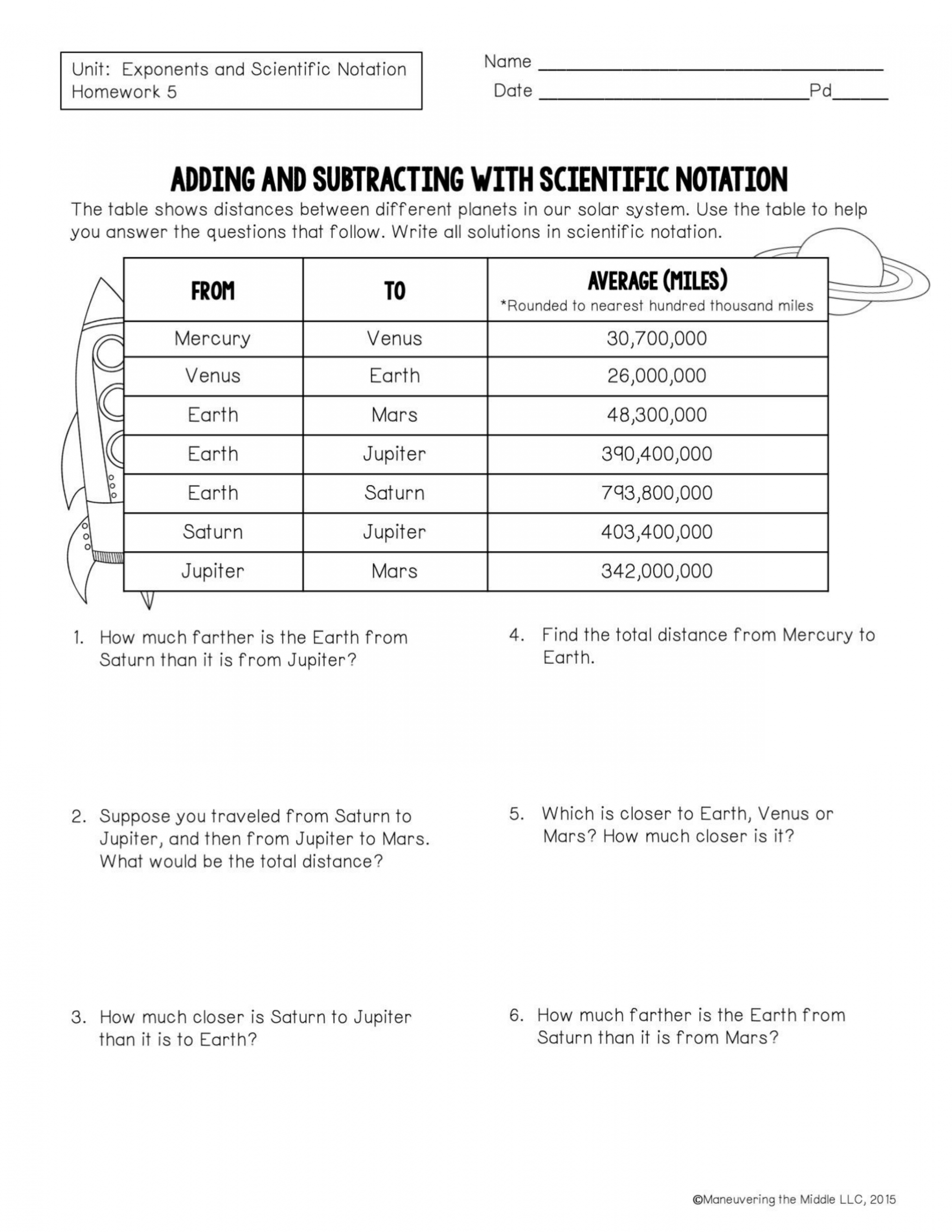 Unit , Lesson : Adding & Subtracting w/Scientific Notation