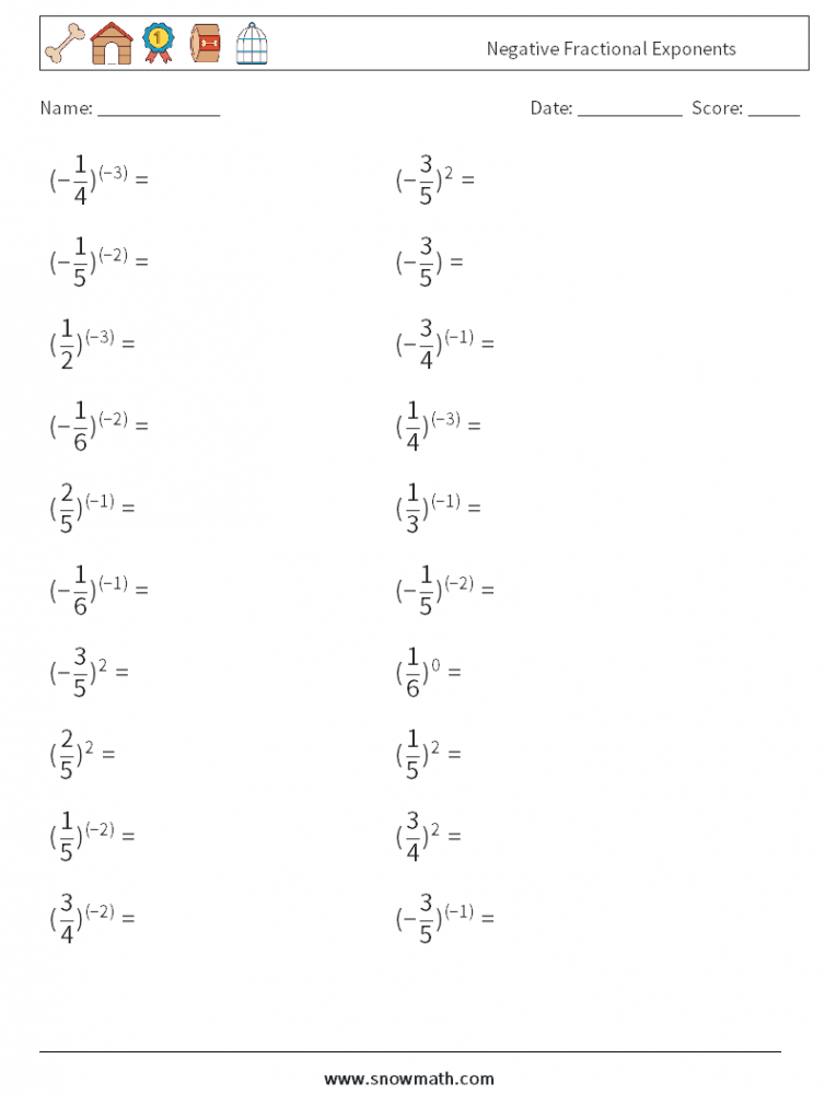 United Kingdom negative fractional exponents Math Worksheets, Math