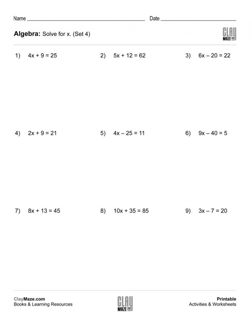 Use this worksheet for practice with solving equations