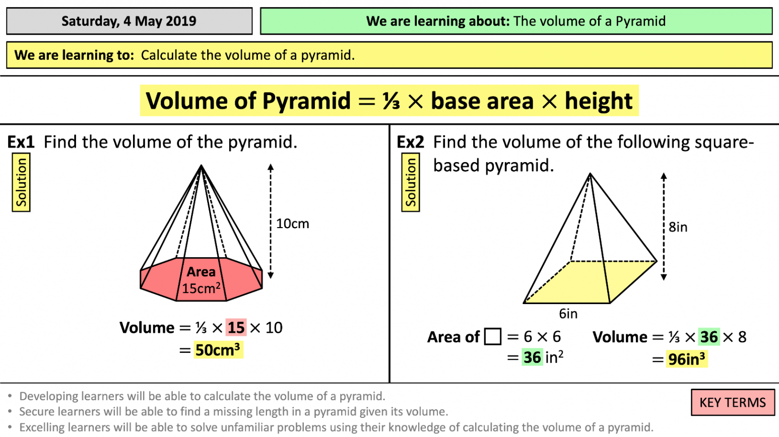 Volume of Pyramids  Teaching Resources