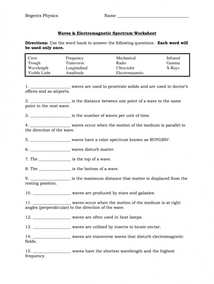 Waves and electromagnetic spectrum worksheet: Fill out & sign