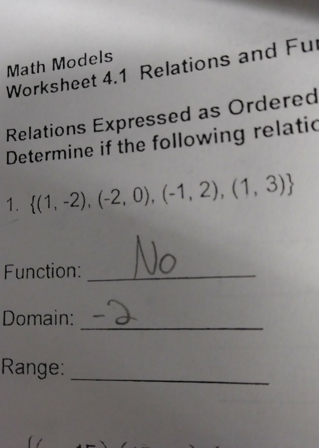 what is tue domain and range - brainly