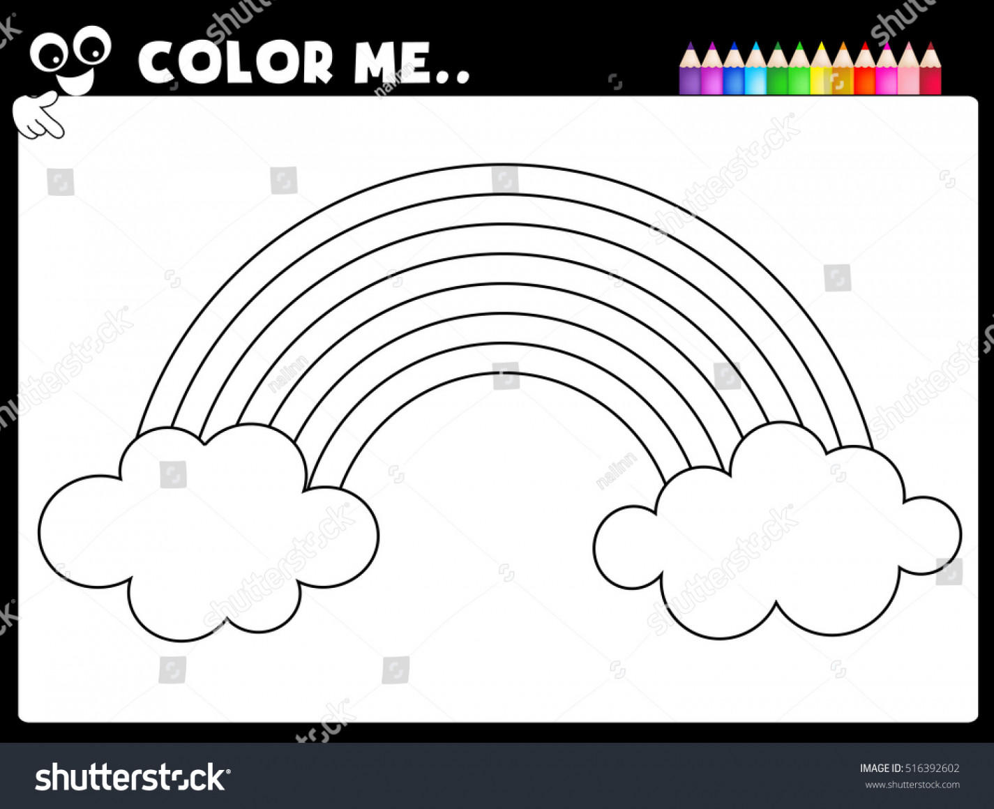 Worksheet Coloring Page Rainbow Worksheet Preschool Stock Vector