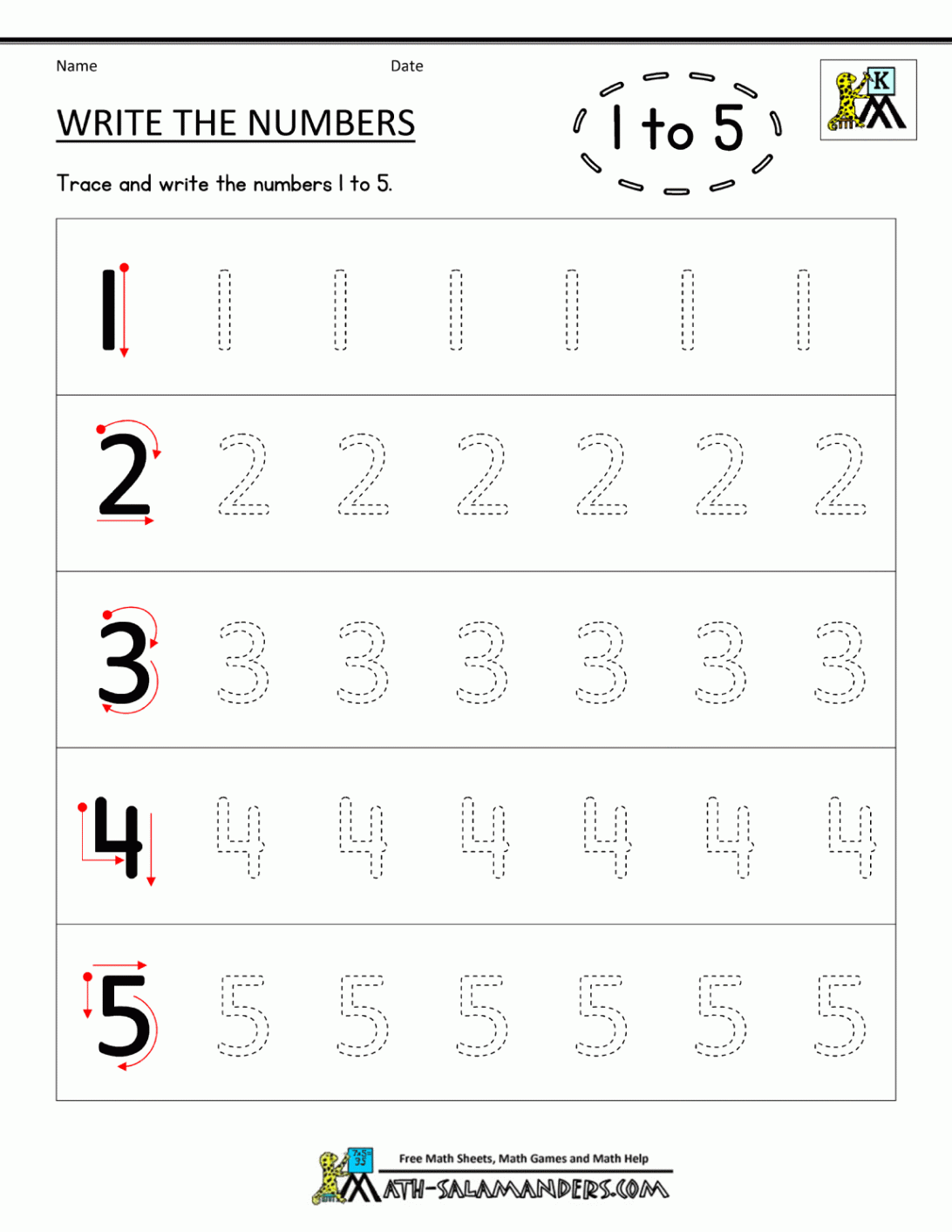 writing numbers worksheets write the numbers  to   Writing