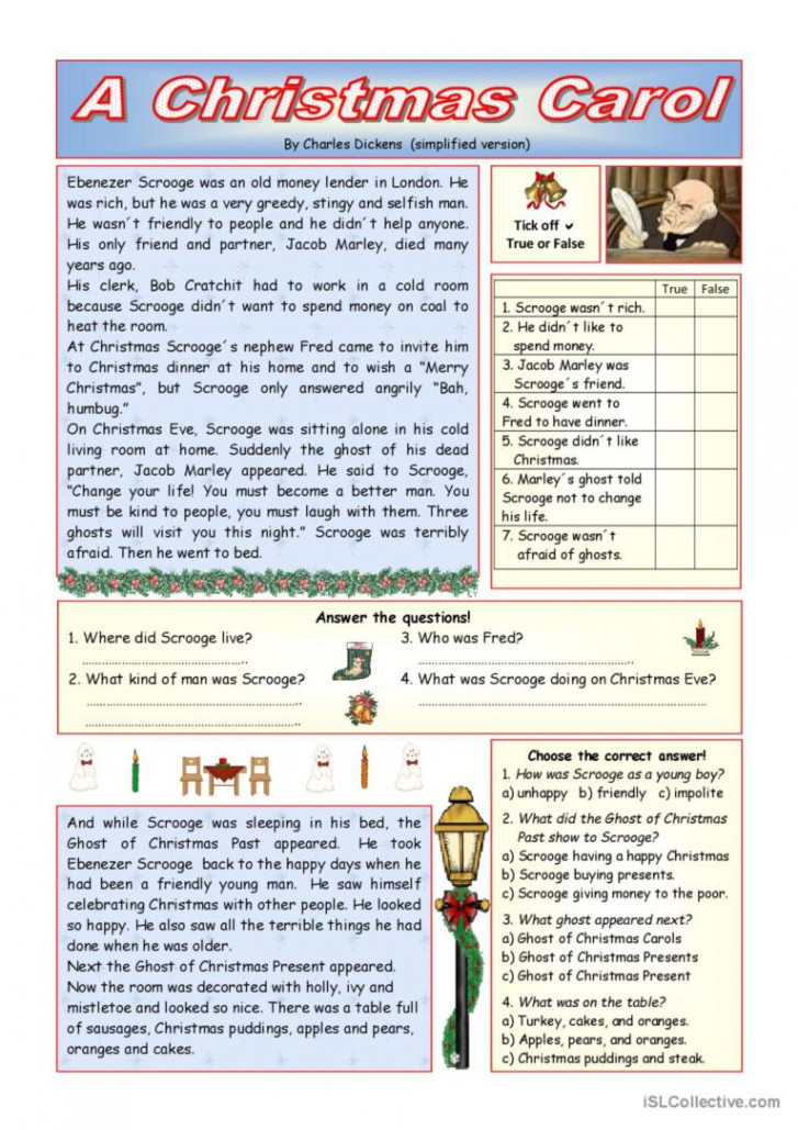 A Christmas Carol" - simplified ver: English ESL worksheets pdf & doc