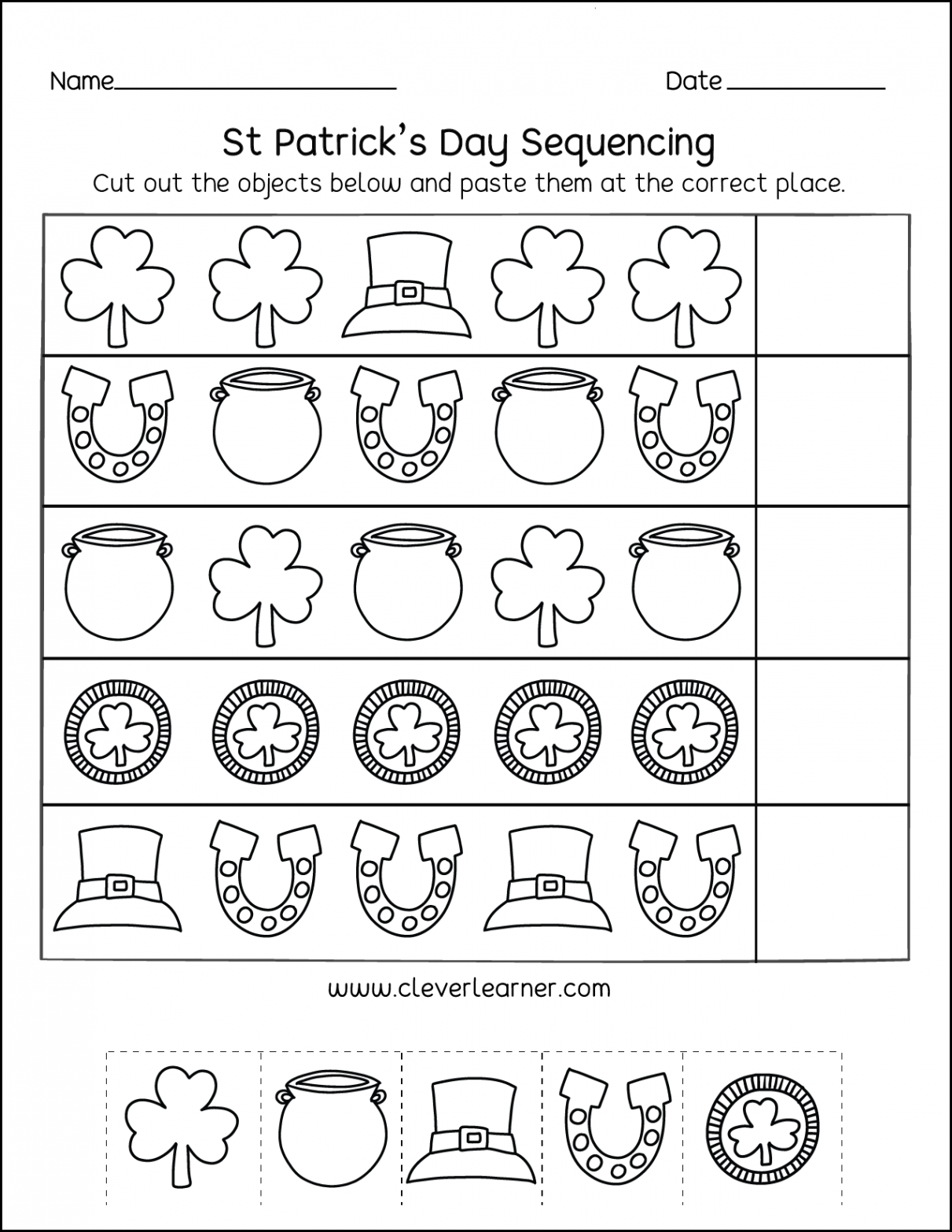 A variety of activity sheets on St Patricks Day for preschools