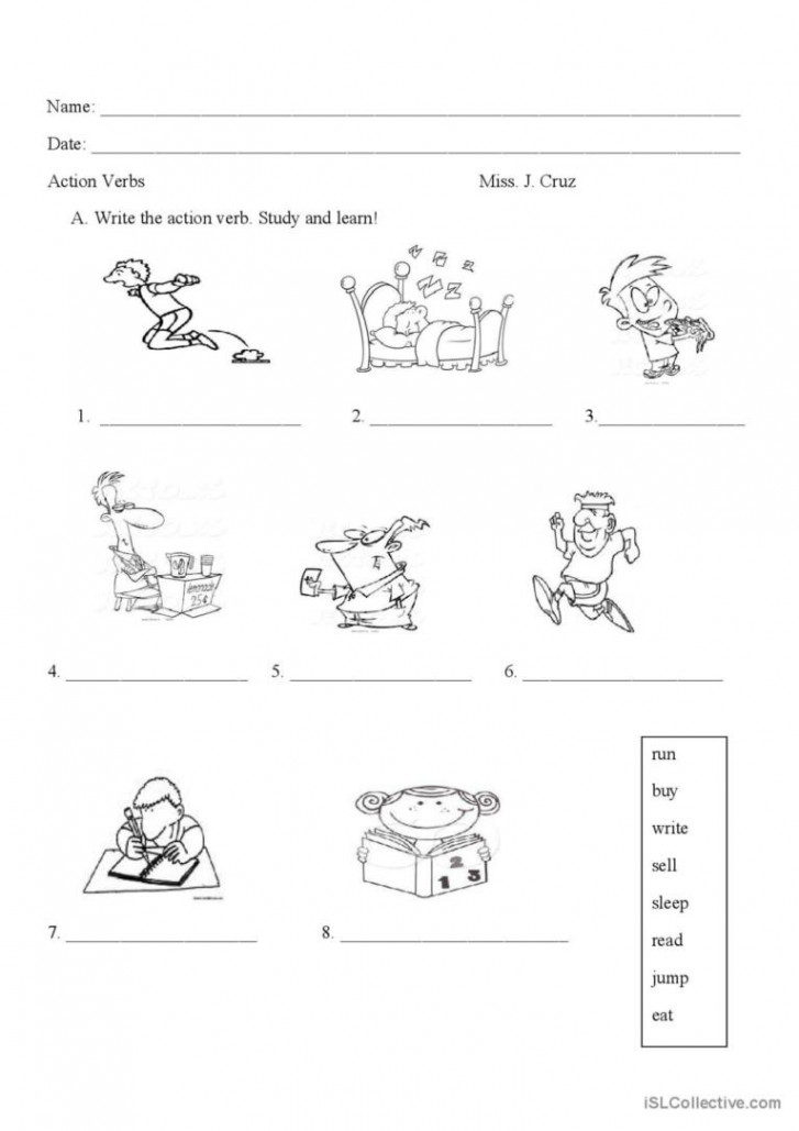 Action Verbs Worksheets: English ESL worksheets pdf & doc