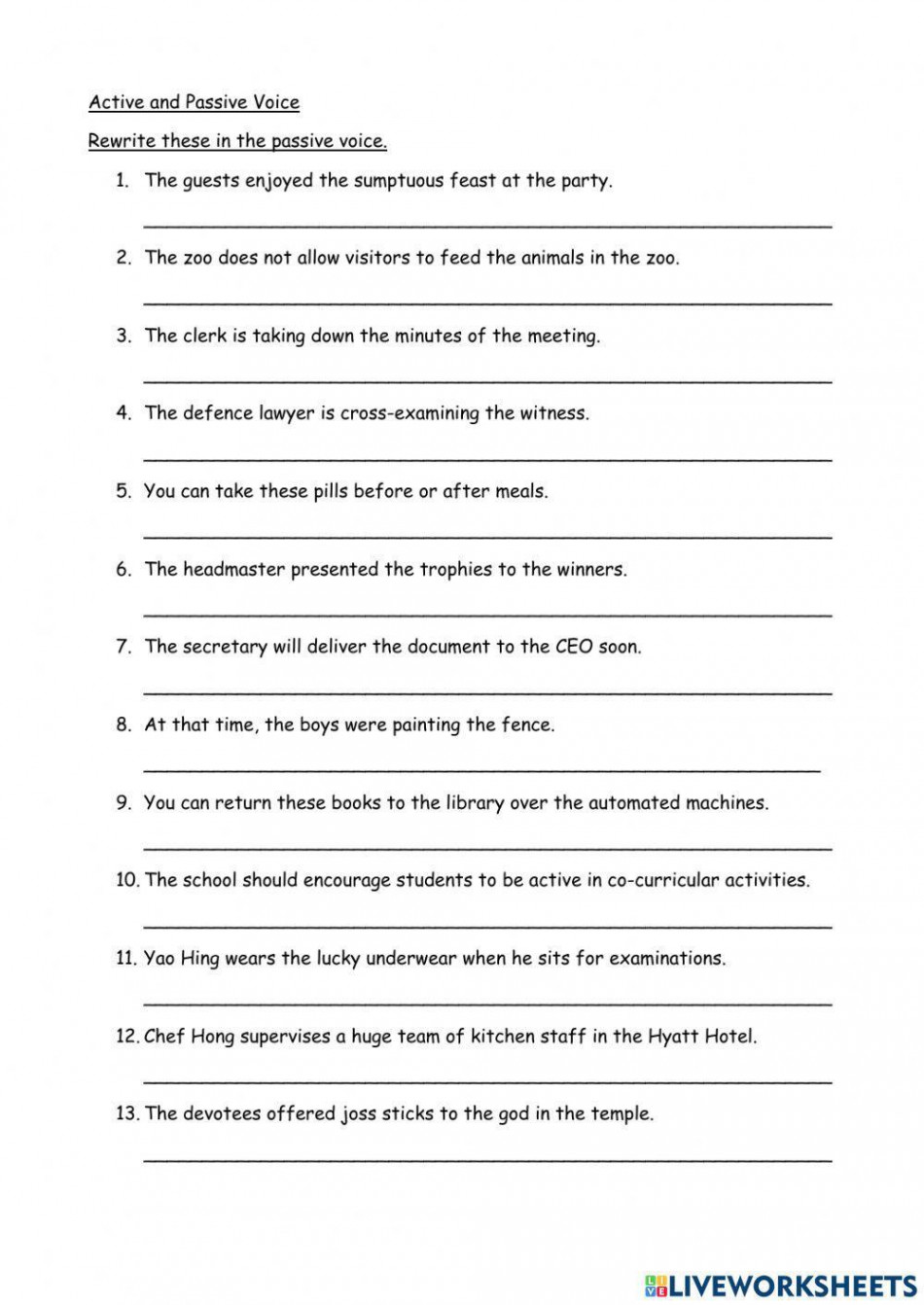 Active and Passive Voice (Mixed) worksheet  Live Worksheets