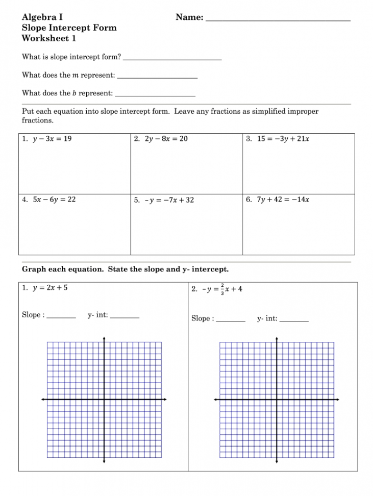 Algebra  slope intercept form worksheet answer key pdf: Fill out