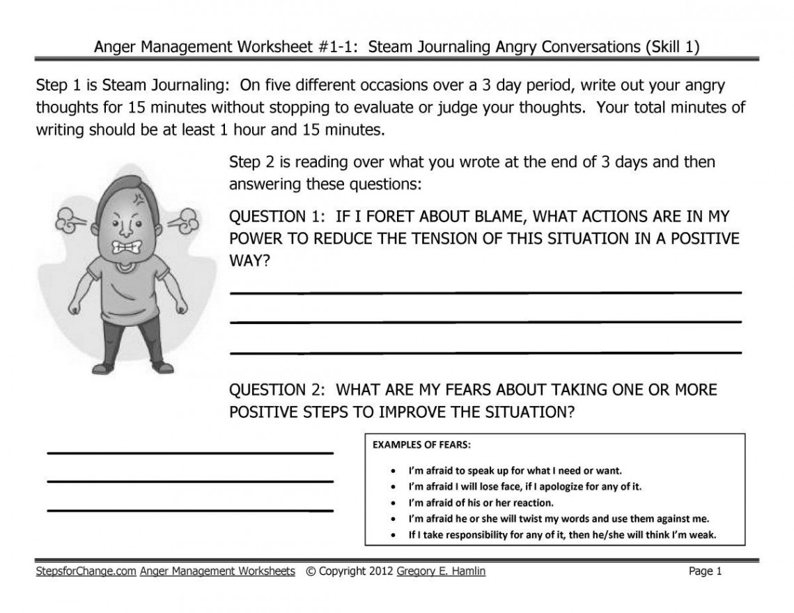 Anger Management Worksheets Pdf  Anger management worksheets