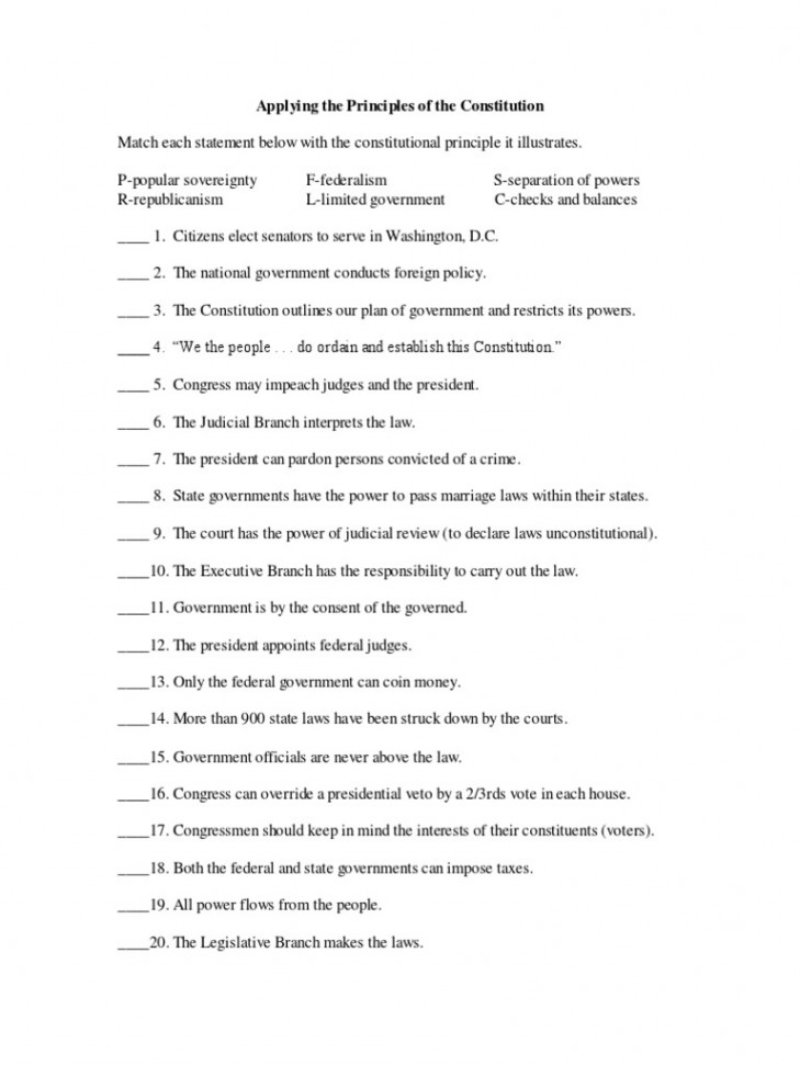 Applying The Principles of The Constitution - Answer Key  PDF