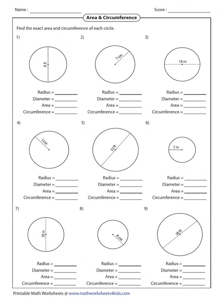 Area and Circumference of A Circle Practice -0  PDF