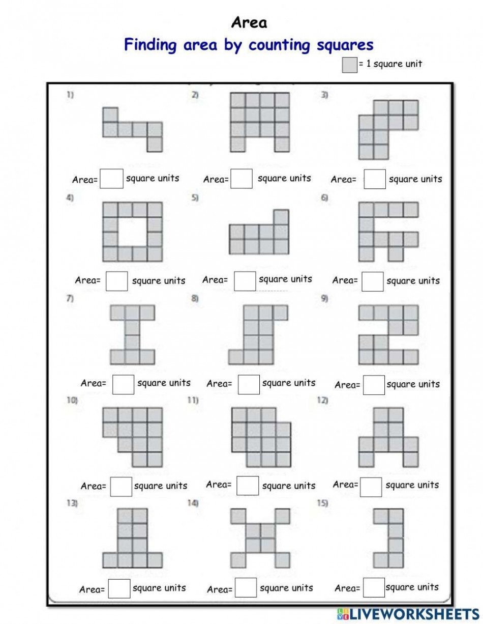 Area interactive worksheet for Grade   Live Worksheets