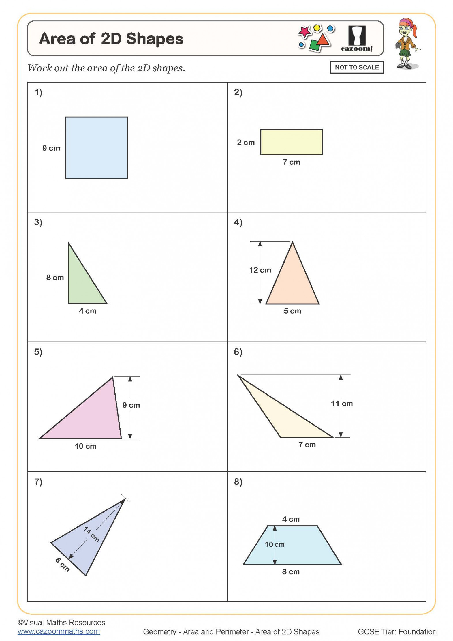 Area of D shapes Worksheet  Cazoom Maths Worksheets