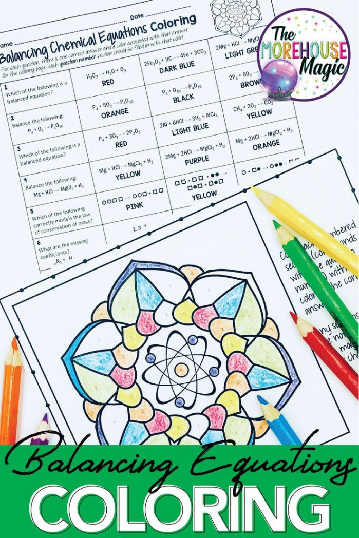 Balancing Chemical Equations Color By Number  Science Color By