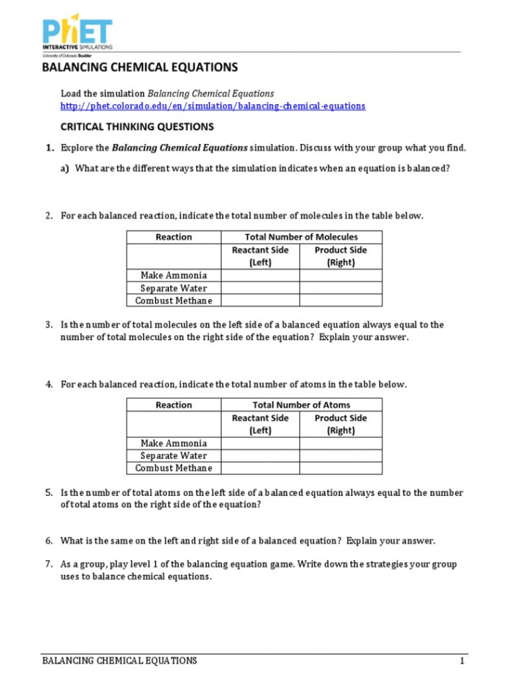 Balancing Chemical Equations Guided Inquiry - StudentHandout  PDF