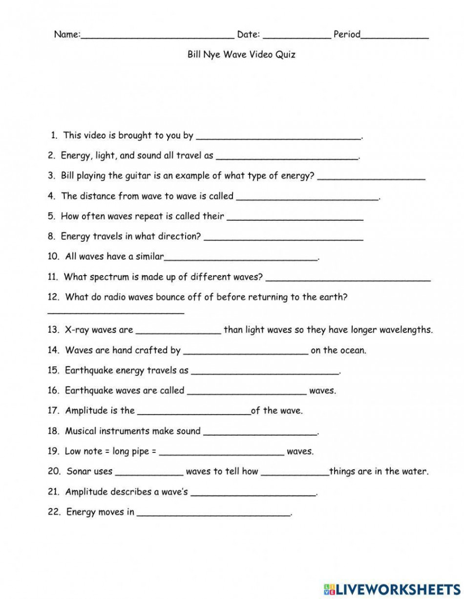 Bill Nye Waves worksheet  Live Worksheets