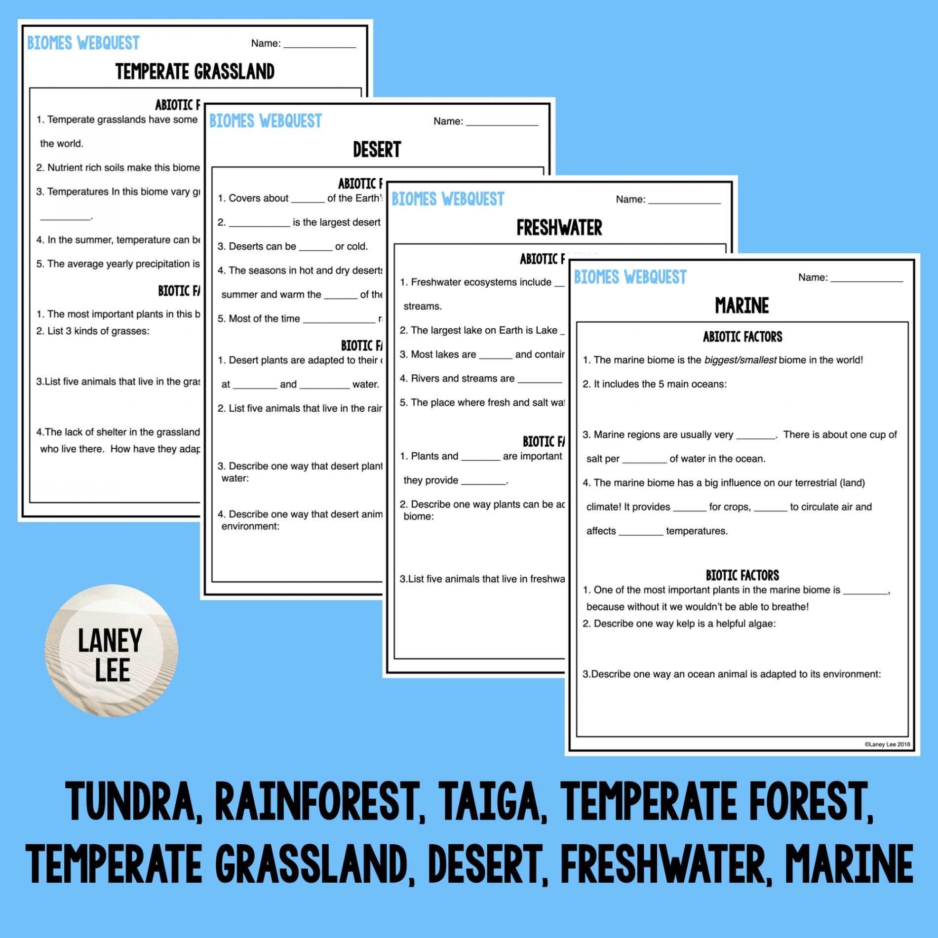 Biomes Webquest - PDF & Digital Resource with Answer Key