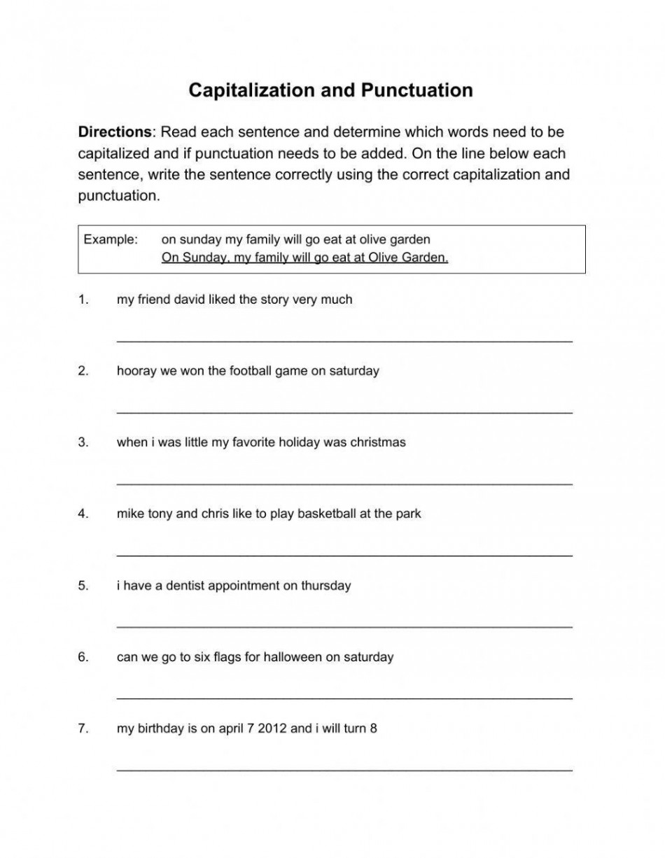 Capitalization and Punctuation activity  Live Worksheets