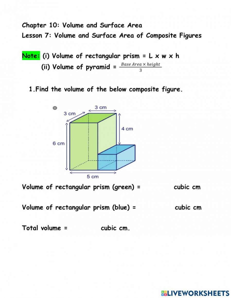 Ch  Ln  Volume & Surface Area of Composite Figures worksheet