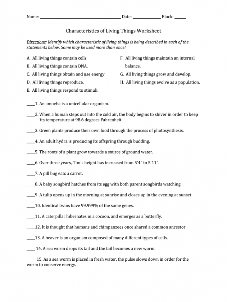 Characteristics of life worksheet: Fill out & sign online  DocHub