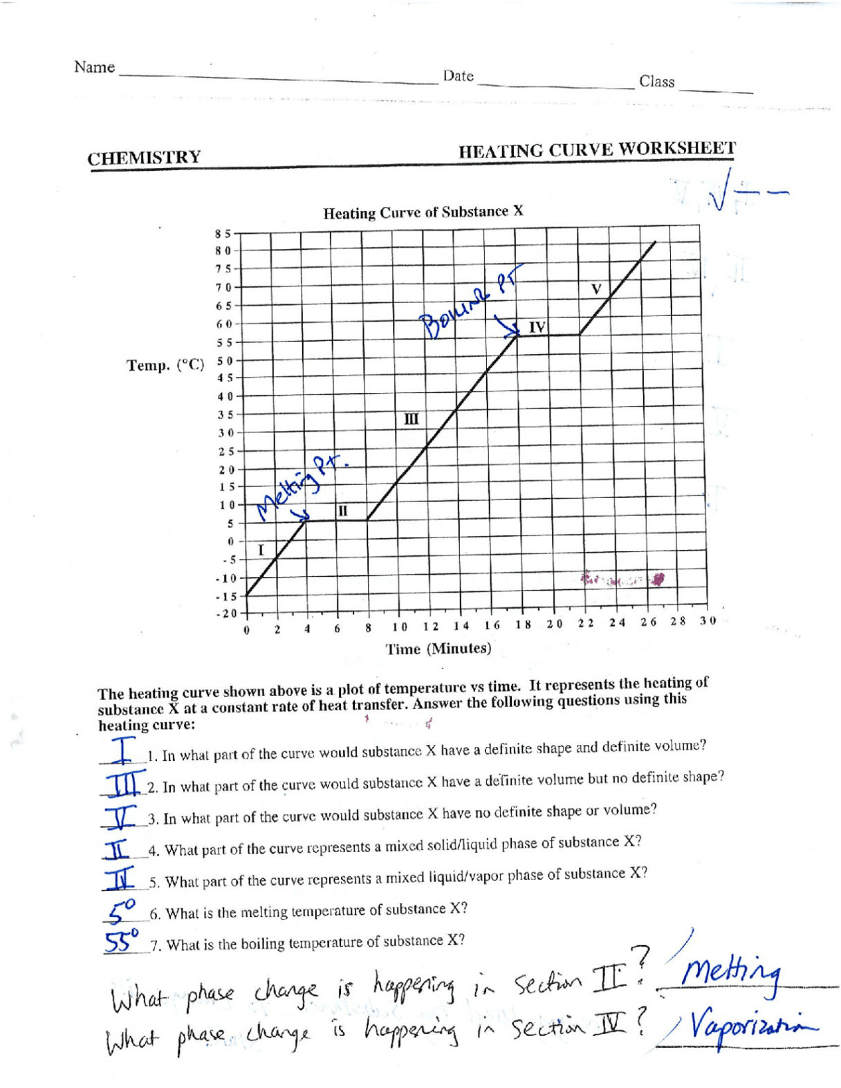 Chemistry Heating Curve Worksheet Solution  Exercises Chemistry