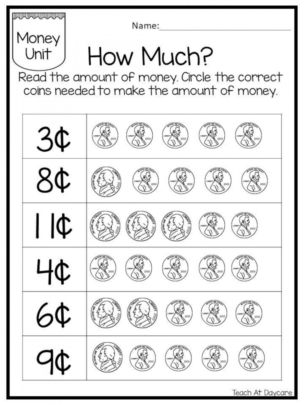 Circle the Correct Amount of Money Worksheets