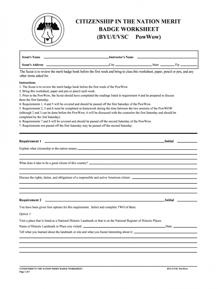 Citizenship in society merit badge worksheet: Fill out & sign