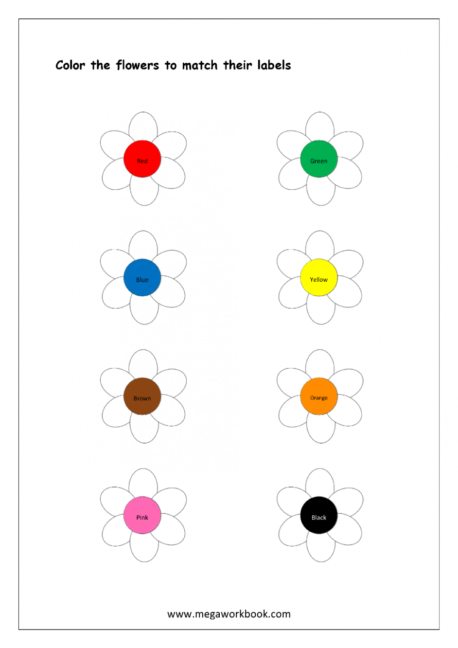 Color Recognition Worksheet - Color The Objects Using Matching