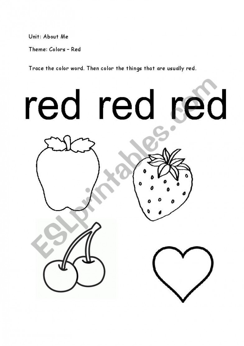 Color Red - ESL worksheet by lolie