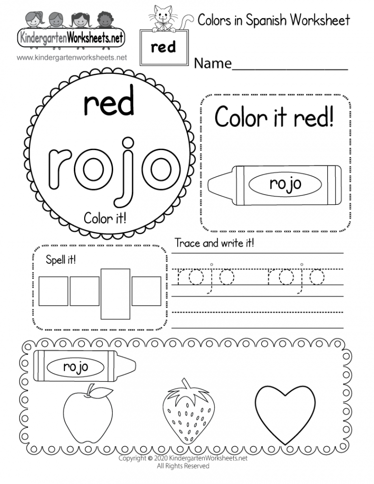 Color Red in Spanish Worksheet - Free Printable, Digital, & PDF