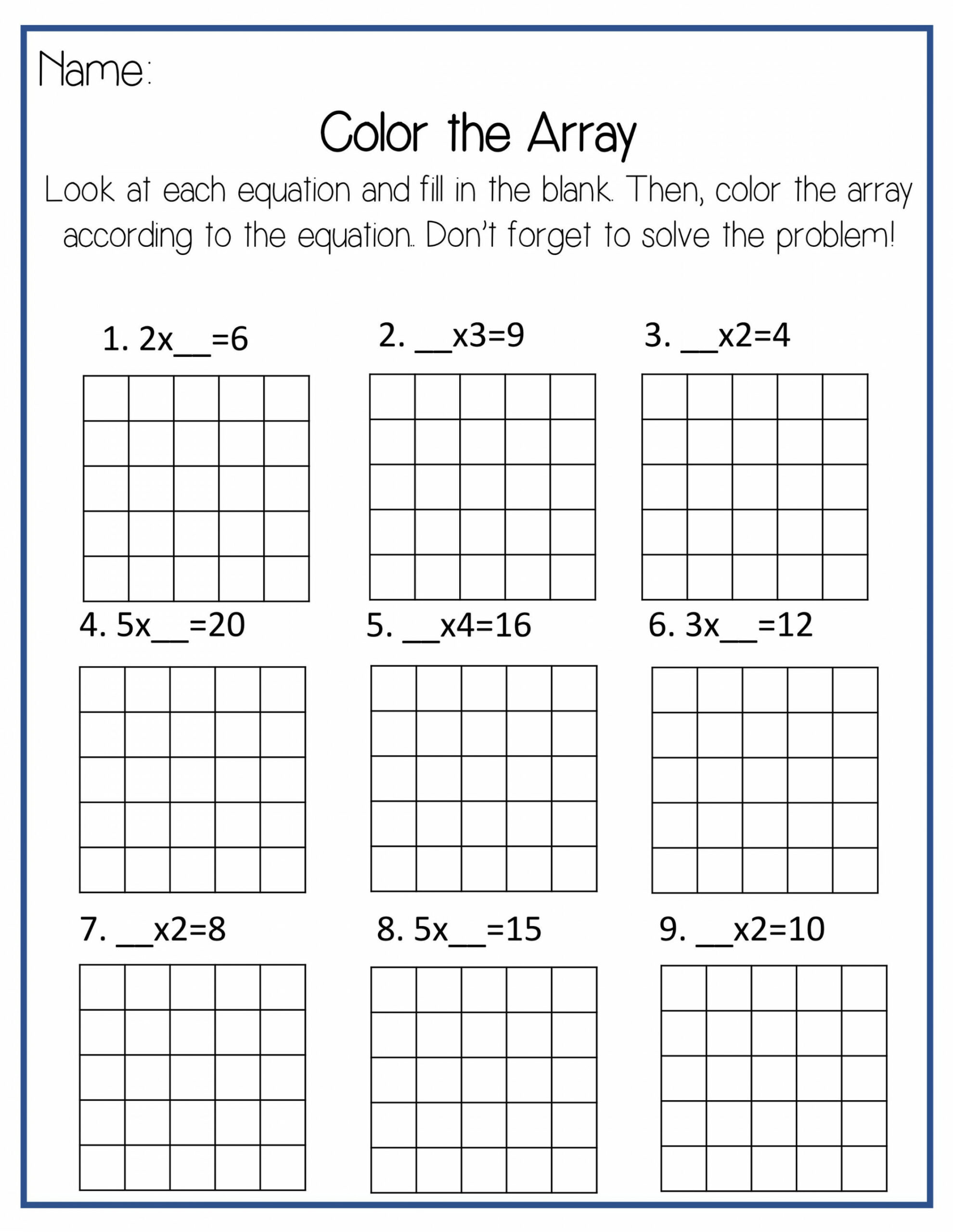 Color the Array Multiplication Eight Worksheets - Etsy