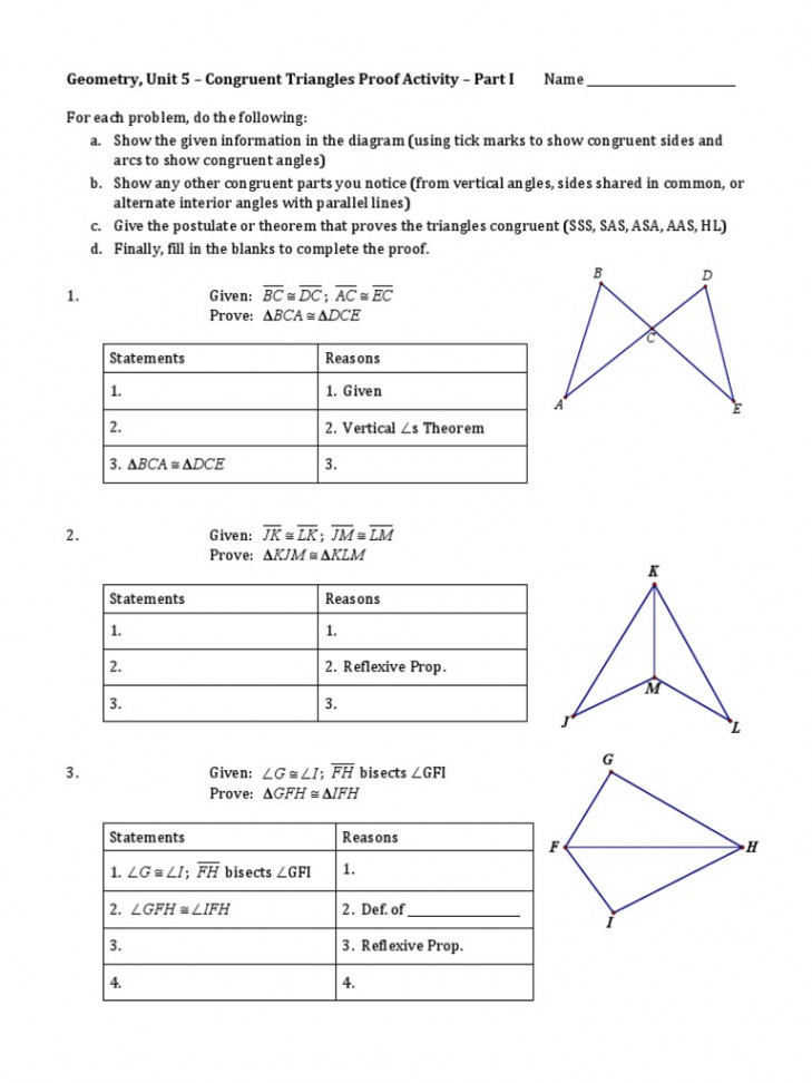 Congruent Triangles Proof Worksheet  PDF  Geometric Shapes