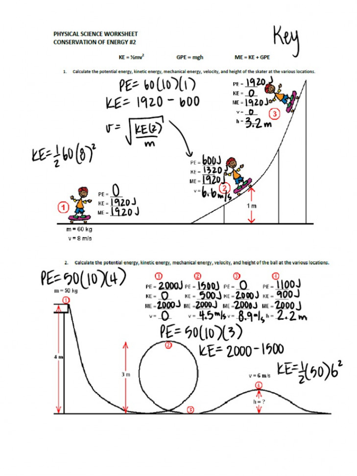 Conservation of Energy Calcs Key  PDF