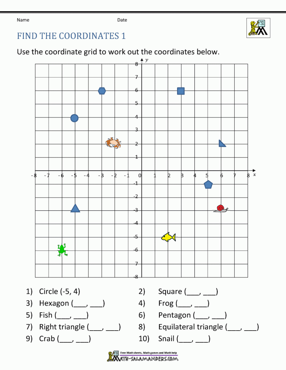 Coordinate Plane Worksheets -  quadrants