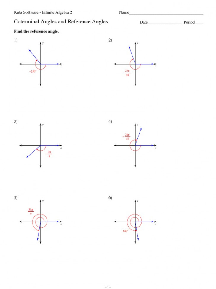 Coterminal Angles and Reference Angles PDF  PDF