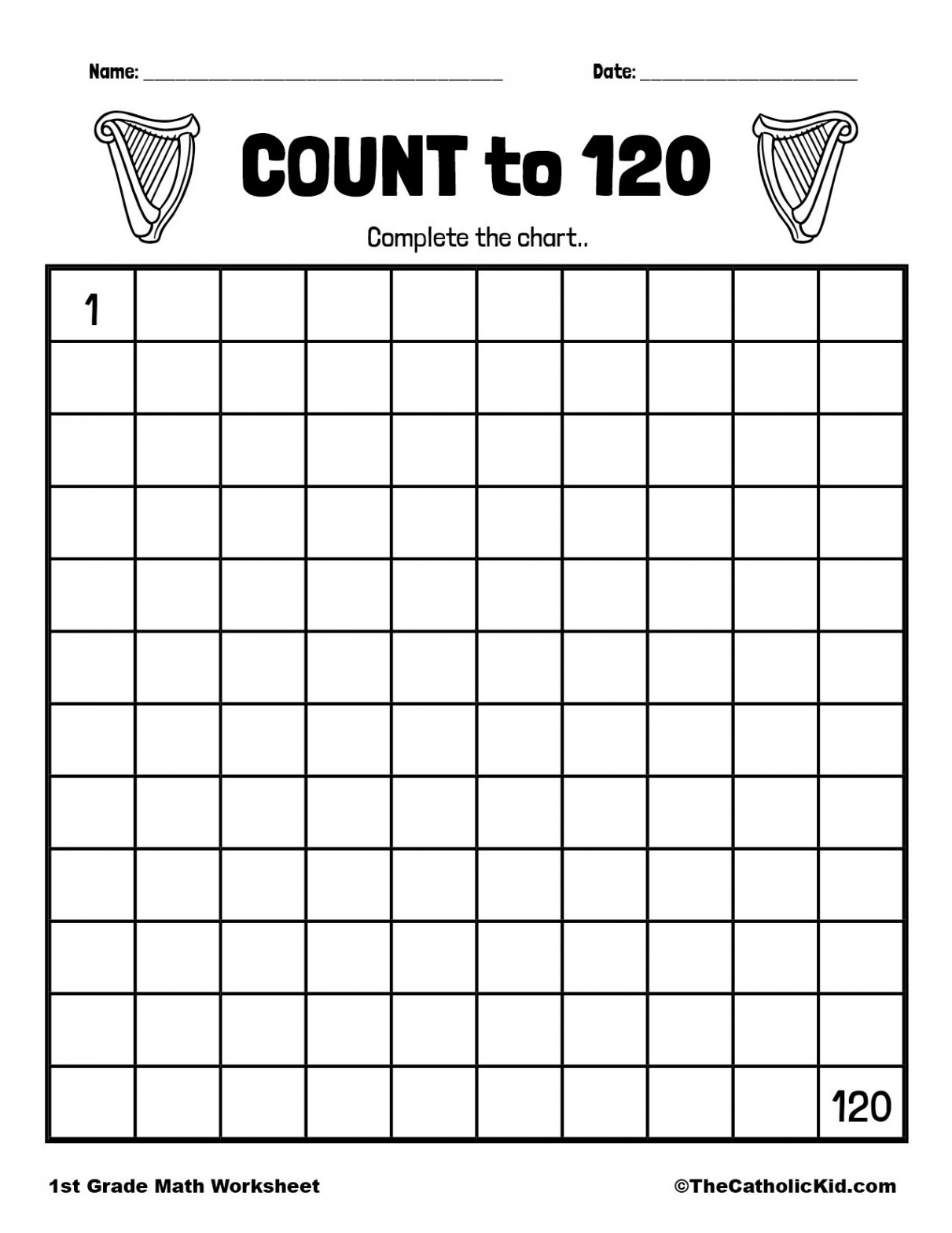 Count to  - st Grade Math Worksheet Catholic - TheCatholicKid