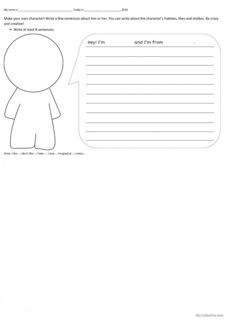 Create a character: English ESL worksheets pdf & doc