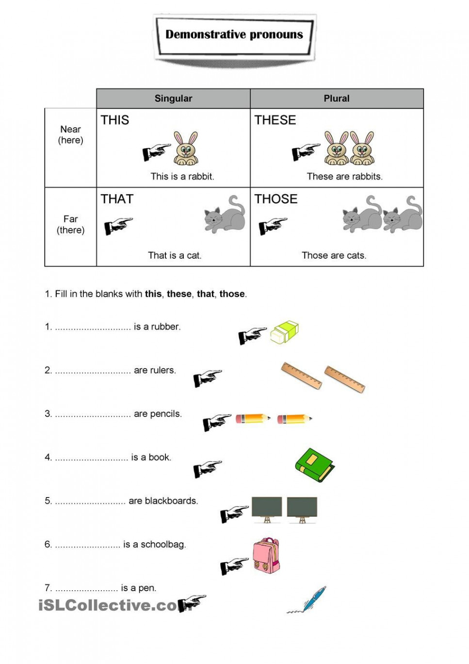 Demonstrative pronouns worksheet  Pronoun worksheets