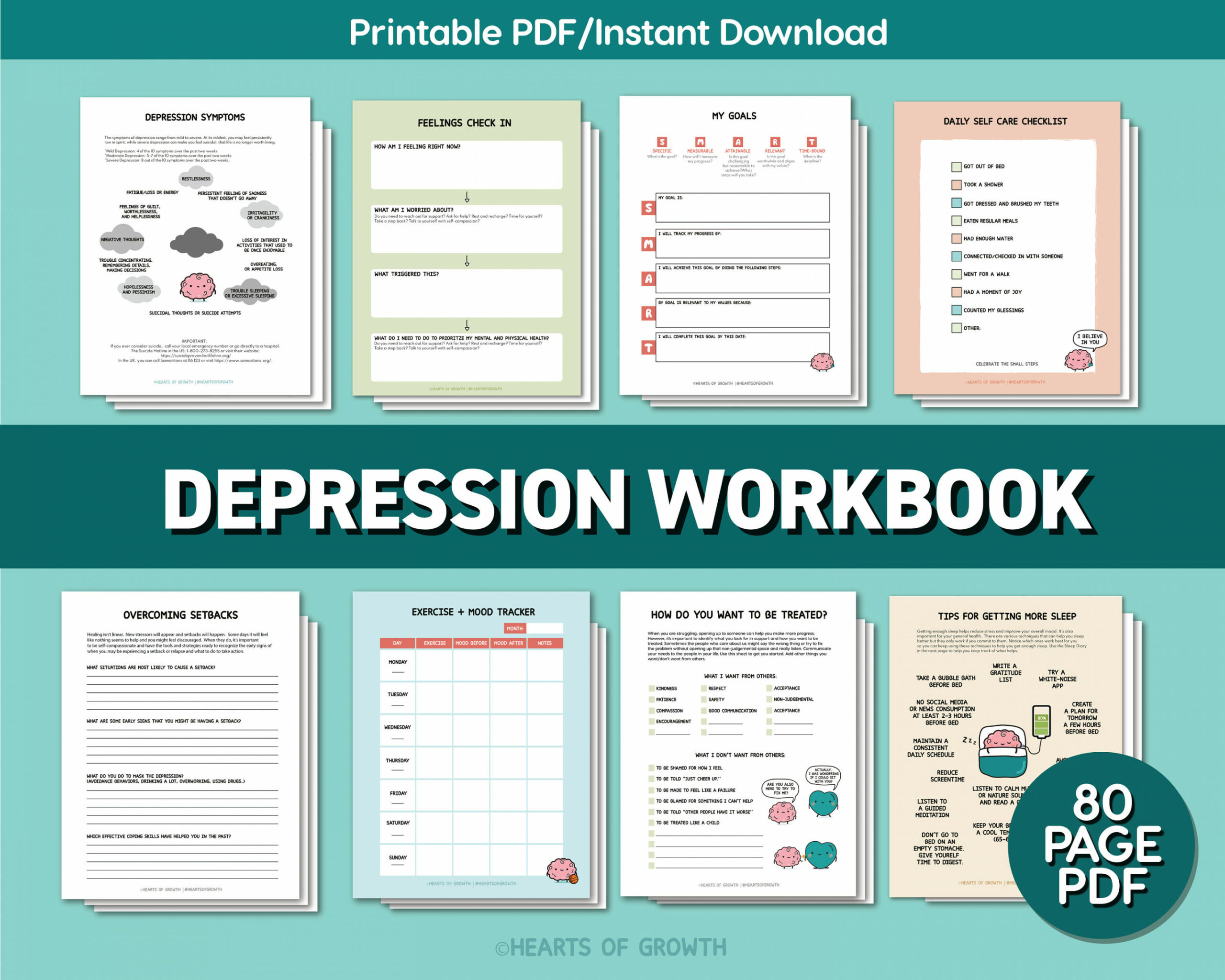 Depression Workbook Therapy Journal CBT Worksheets - Etsy