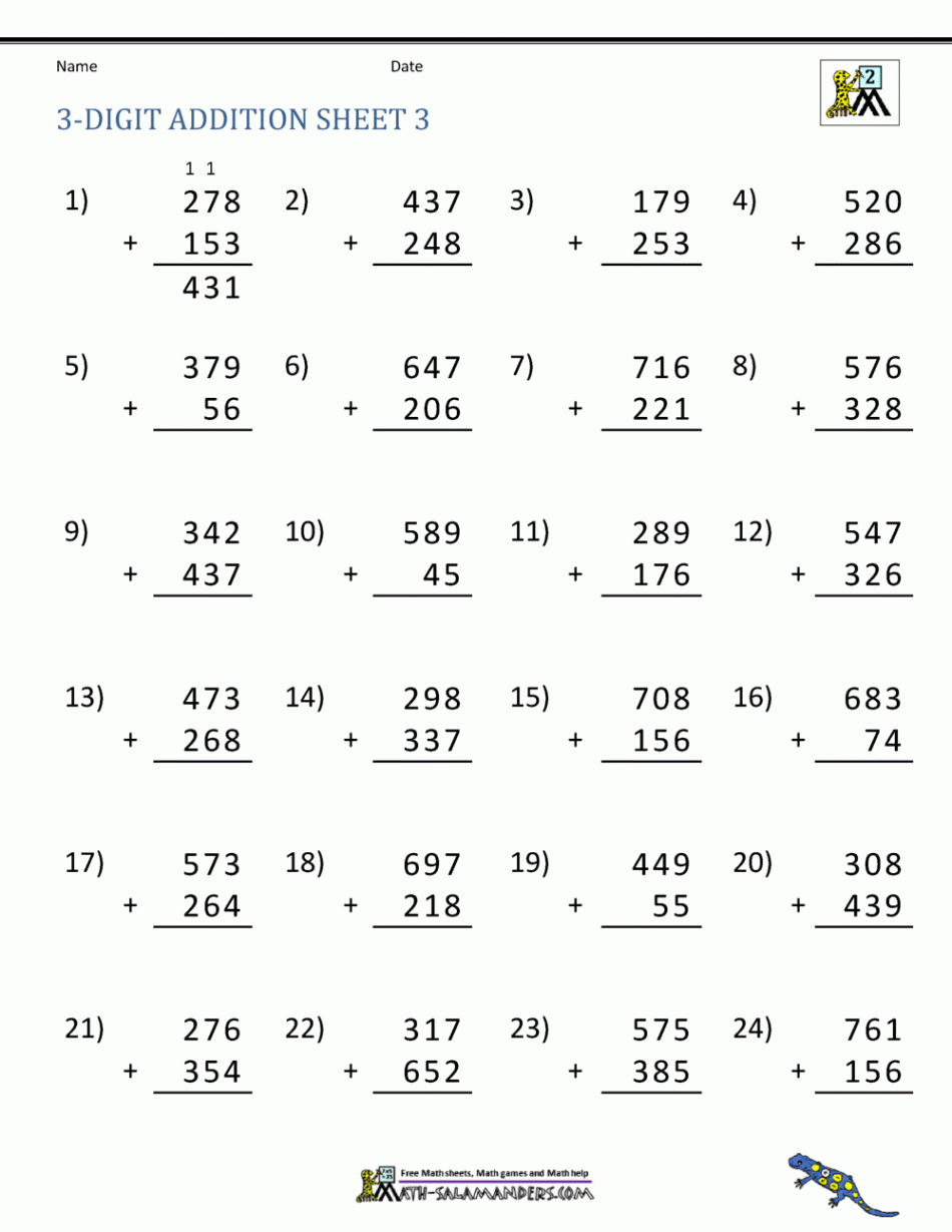 Digit Addition Worksheets