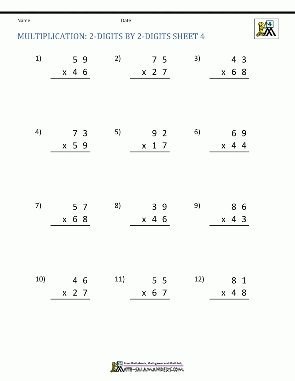 Digit Multiplication Worksheet