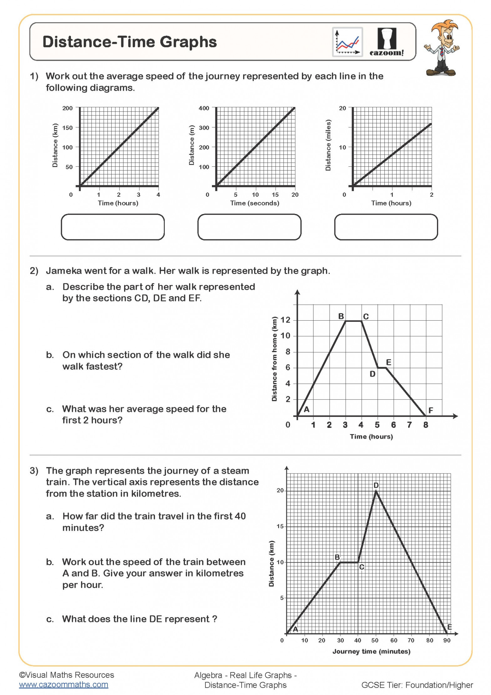 Distance Time Graphs Worksheet  Fun and Engaging PDF Worksheets