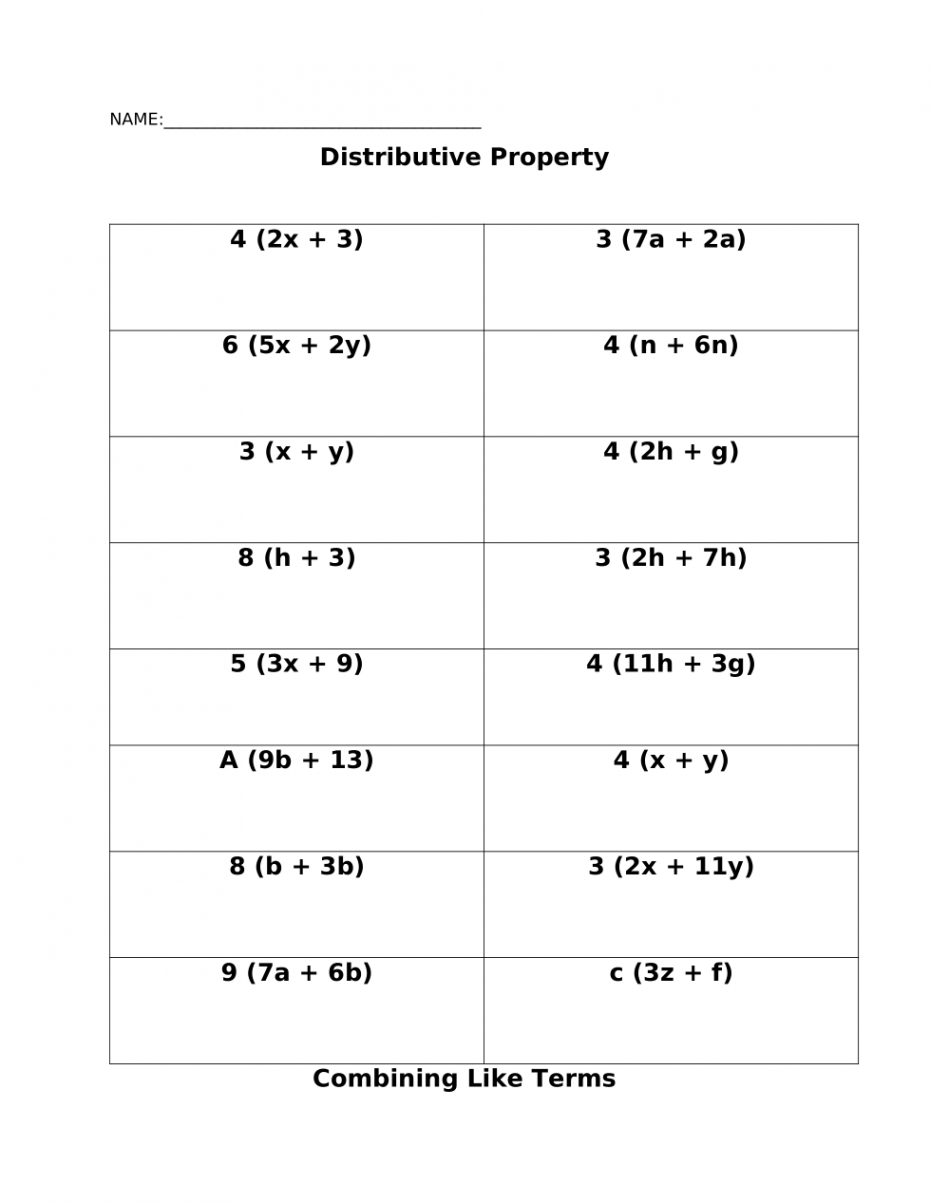 Distributive Property Worksheet - Molly Good  Library  Formative