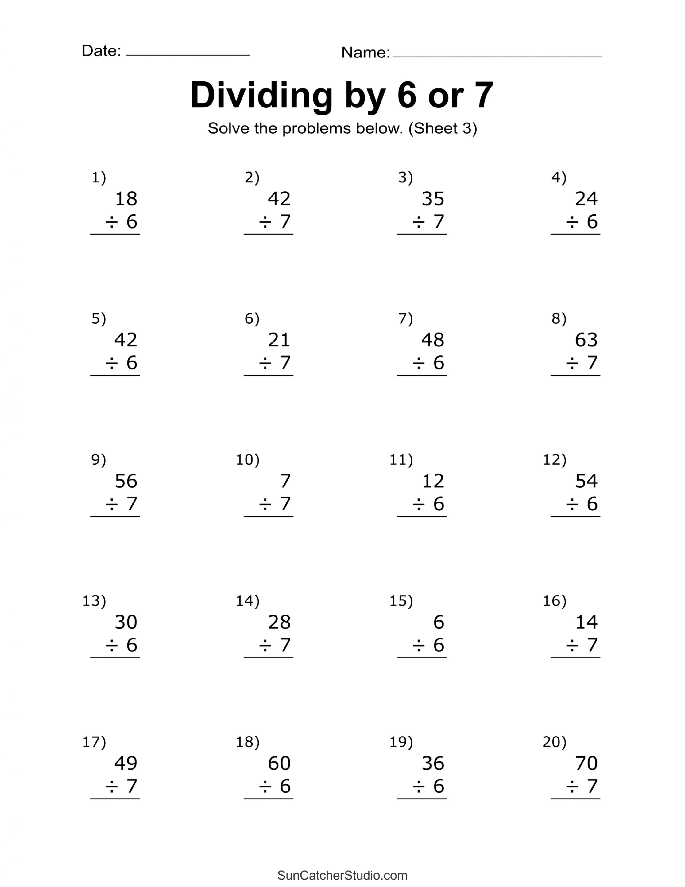 Division Worksheets & Problems (Free Printable Math Drills) – DIY