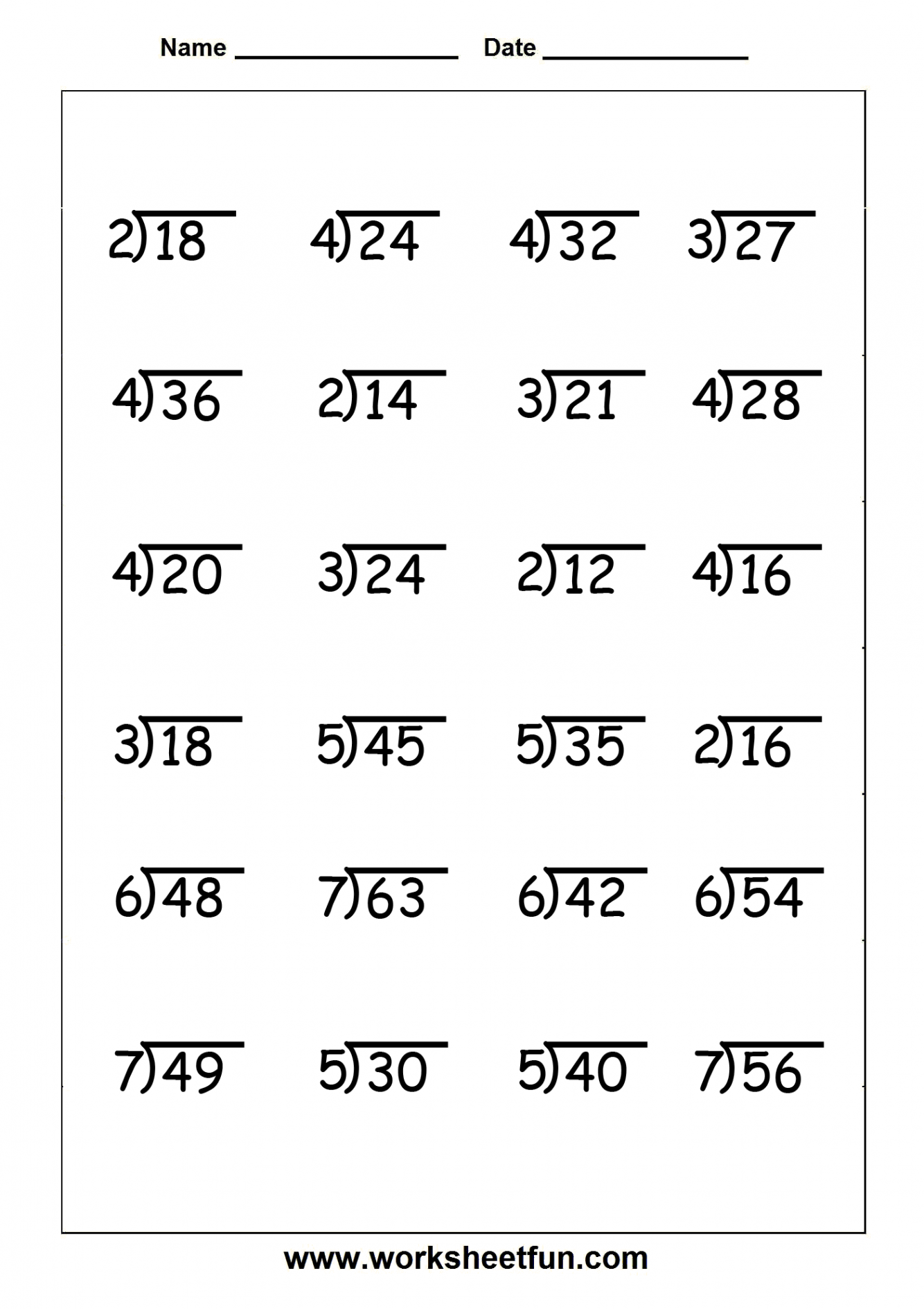 Division -  Worksheets  Free printable math worksheets, Division