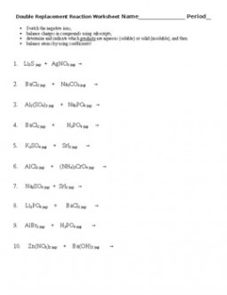 Double Replacement reactions with Solubility Rules worksheet