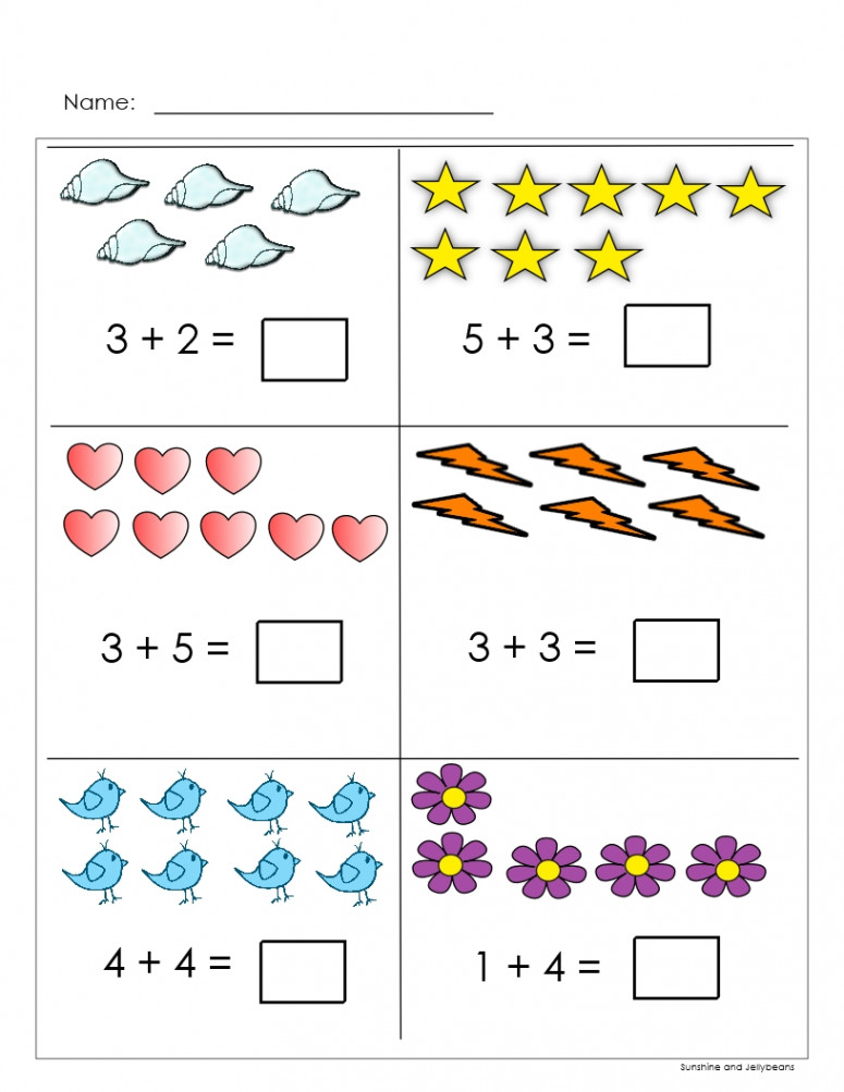 Easy Addition within  - K- Math - both color & b/w - Great for review!